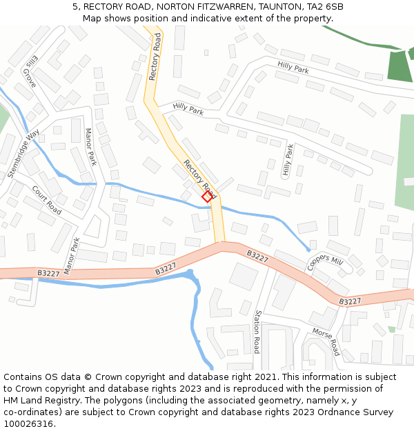 5, RECTORY ROAD, NORTON FITZWARREN, TAUNTON, TA2 6SB: Location map and indicative extent of plot