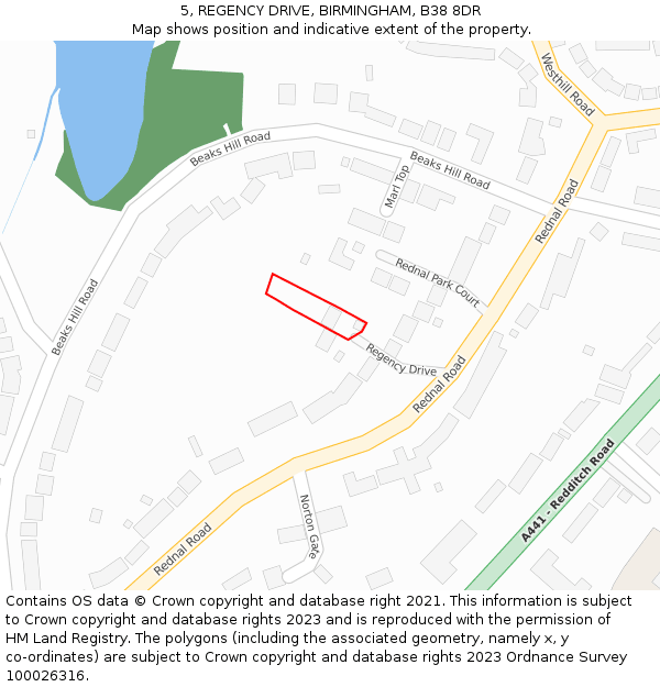 5, REGENCY DRIVE, BIRMINGHAM, B38 8DR: Location map and indicative extent of plot