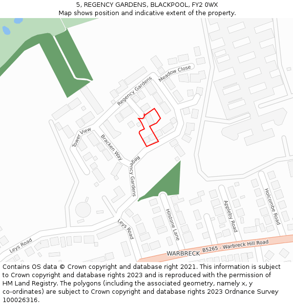 5, REGENCY GARDENS, BLACKPOOL, FY2 0WX: Location map and indicative extent of plot