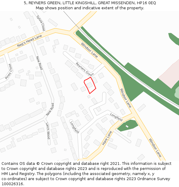 5, REYNERS GREEN, LITTLE KINGSHILL, GREAT MISSENDEN, HP16 0EQ: Location map and indicative extent of plot