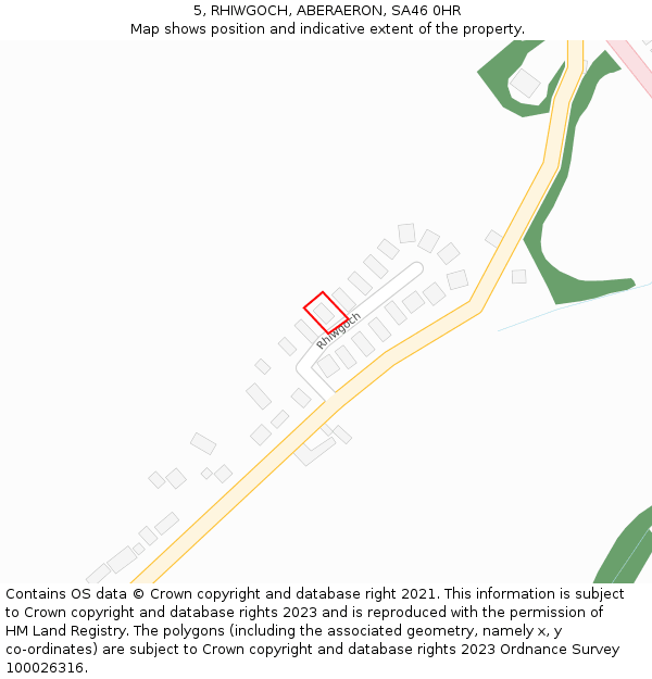 5, RHIWGOCH, ABERAERON, SA46 0HR: Location map and indicative extent of plot