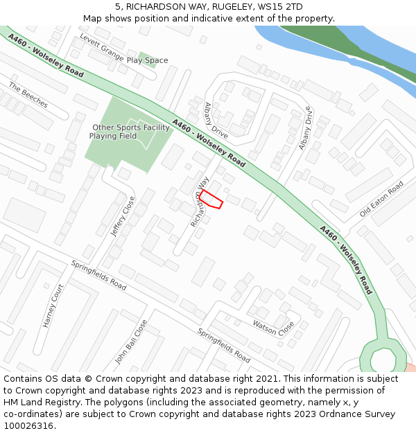 5, RICHARDSON WAY, RUGELEY, WS15 2TD: Location map and indicative extent of plot