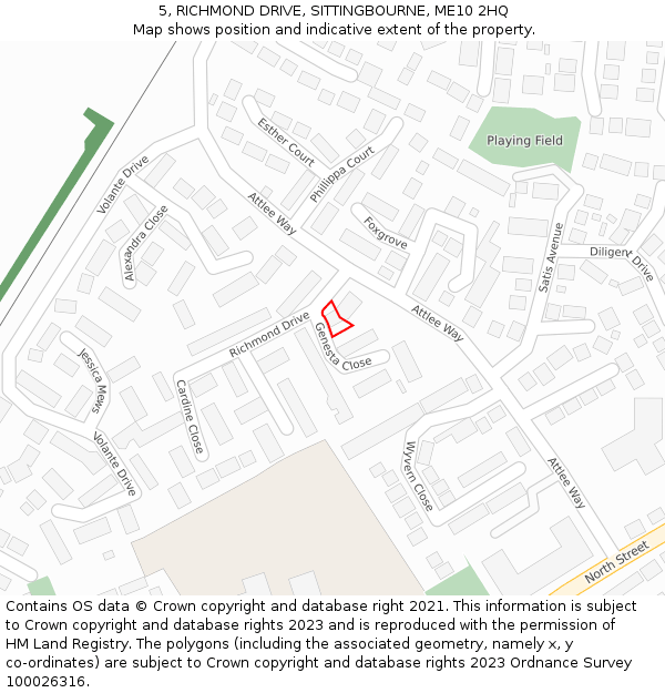 5, RICHMOND DRIVE, SITTINGBOURNE, ME10 2HQ: Location map and indicative extent of plot