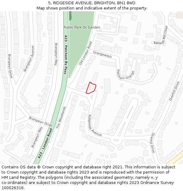 5, RIDGESIDE AVENUE, BRIGHTON, BN1 8WD: Location map and indicative extent of plot
