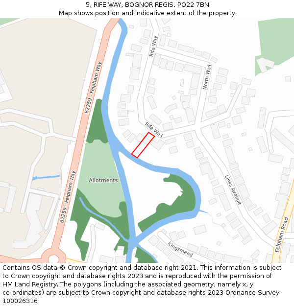 5, RIFE WAY, BOGNOR REGIS, PO22 7BN: Location map and indicative extent of plot