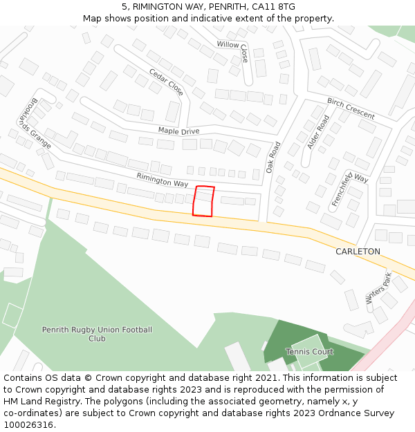 5, RIMINGTON WAY, PENRITH, CA11 8TG: Location map and indicative extent of plot