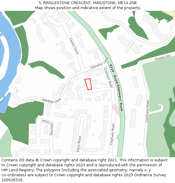 5, RINGLESTONE CRESCENT, MAIDSTONE, ME14 2NE: Location map and indicative extent of plot