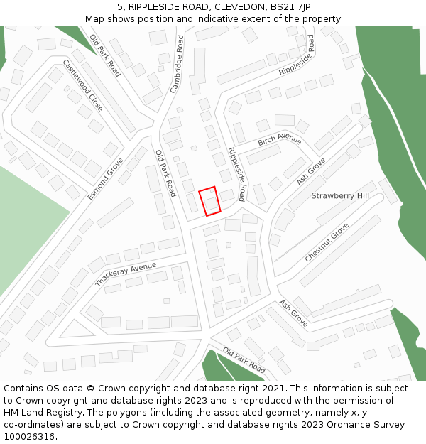 5, RIPPLESIDE ROAD, CLEVEDON, BS21 7JP: Location map and indicative extent of plot