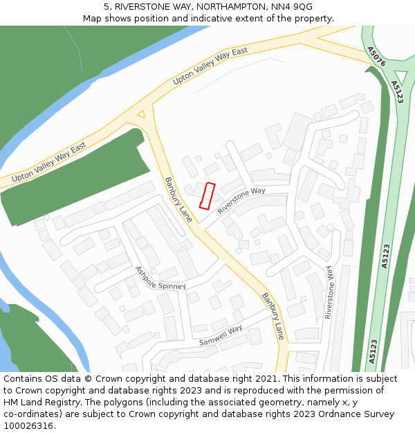 5, RIVERSTONE WAY, NORTHAMPTON, NN4 9QG: Location map and indicative extent of plot