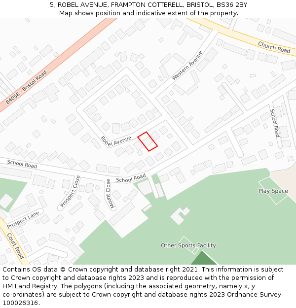 5, ROBEL AVENUE, FRAMPTON COTTERELL, BRISTOL, BS36 2BY: Location map and indicative extent of plot