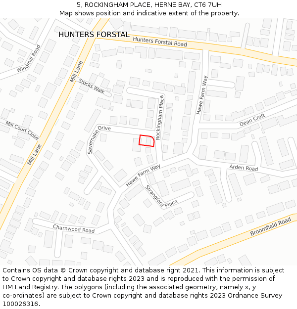 5, ROCKINGHAM PLACE, HERNE BAY, CT6 7UH: Location map and indicative extent of plot