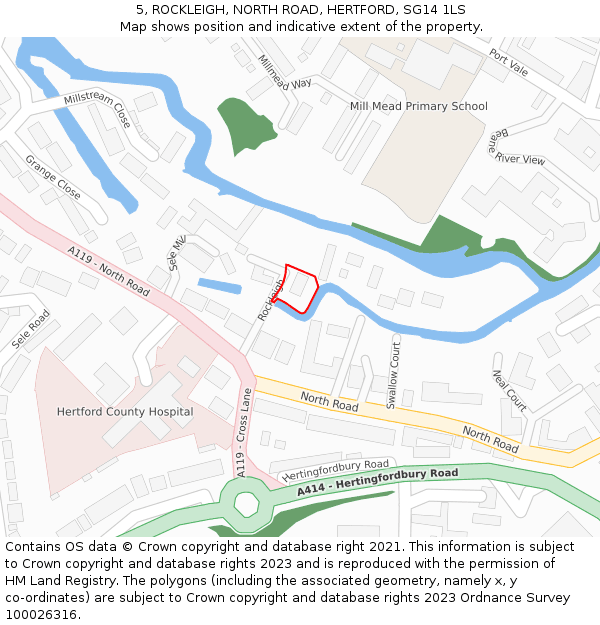 5, ROCKLEIGH, NORTH ROAD, HERTFORD, SG14 1LS: Location map and indicative extent of plot