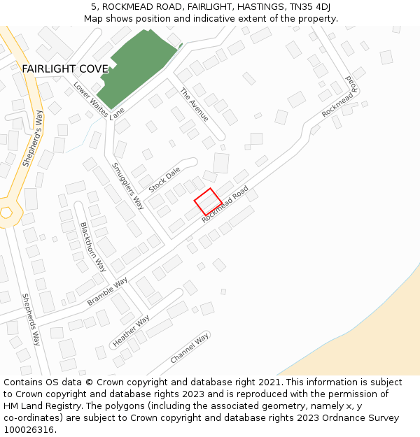 5, ROCKMEAD ROAD, FAIRLIGHT, HASTINGS, TN35 4DJ: Location map and indicative extent of plot