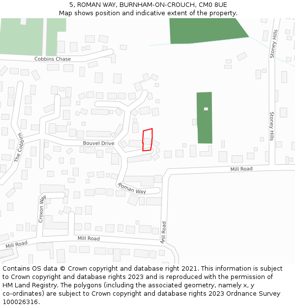 5, ROMAN WAY, BURNHAM-ON-CROUCH, CM0 8UE: Location map and indicative extent of plot