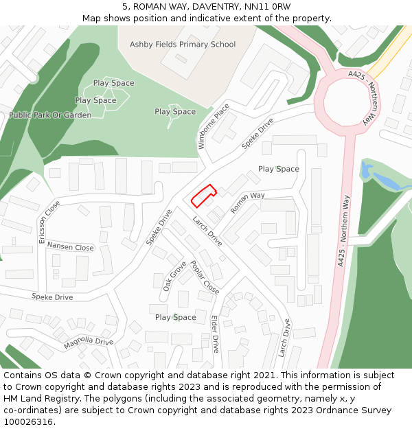 5, ROMAN WAY, DAVENTRY, NN11 0RW: Location map and indicative extent of plot
