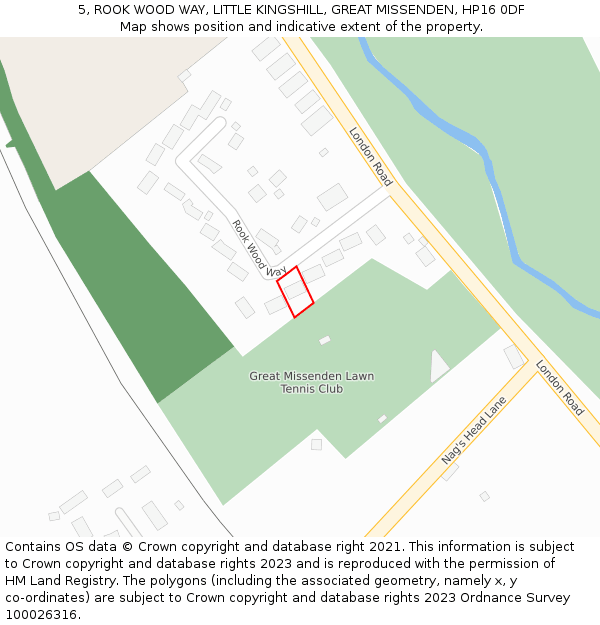 5, ROOK WOOD WAY, LITTLE KINGSHILL, GREAT MISSENDEN, HP16 0DF: Location map and indicative extent of plot