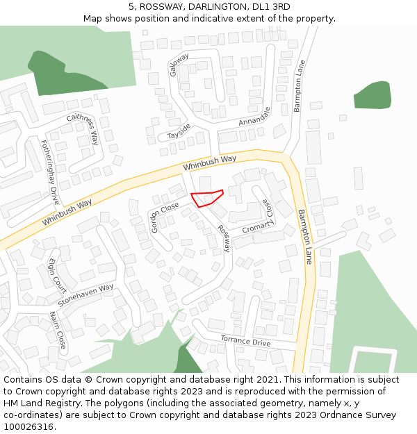 5, ROSSWAY, DARLINGTON, DL1 3RD: Location map and indicative extent of plot