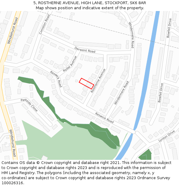 5, ROSTHERNE AVENUE, HIGH LANE, STOCKPORT, SK6 8AR: Location map and indicative extent of plot