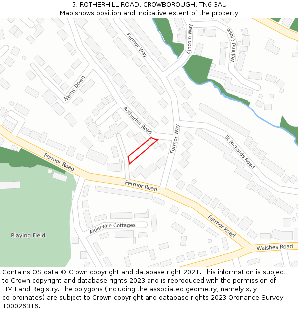 5, ROTHERHILL ROAD, CROWBOROUGH, TN6 3AU: Location map and indicative extent of plot