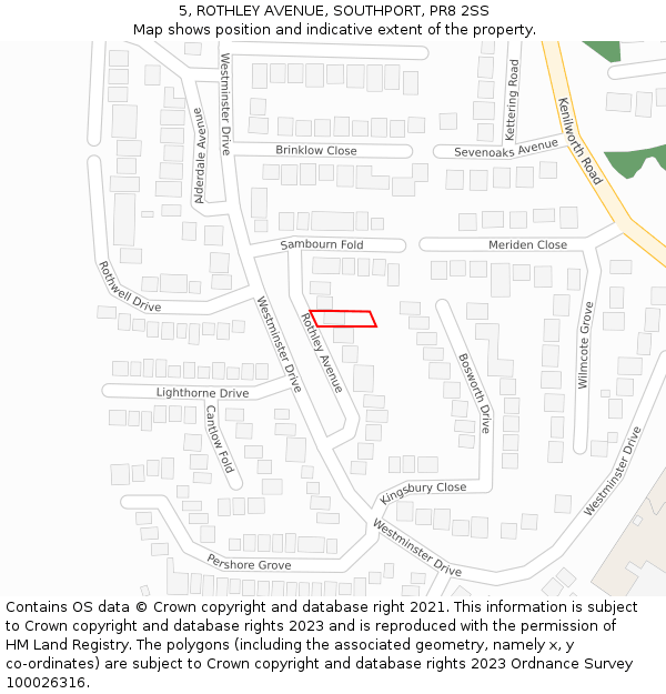 5, ROTHLEY AVENUE, SOUTHPORT, PR8 2SS: Location map and indicative extent of plot