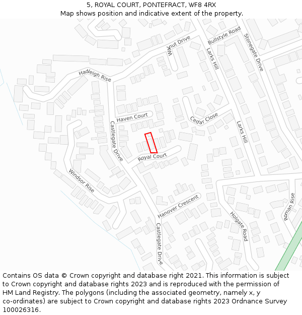 5, ROYAL COURT, PONTEFRACT, WF8 4RX: Location map and indicative extent of plot