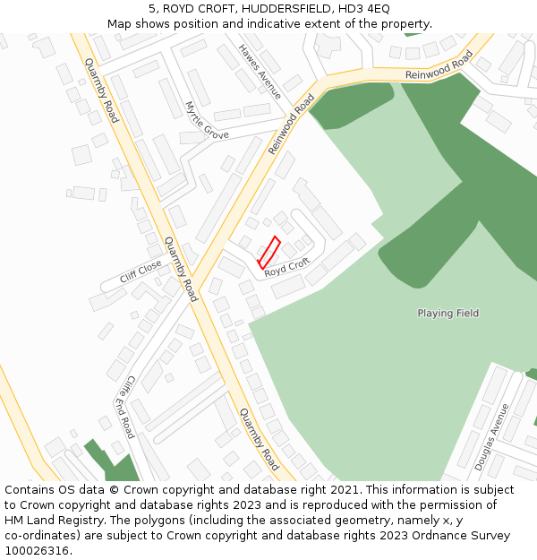 5, ROYD CROFT, HUDDERSFIELD, HD3 4EQ: Location map and indicative extent of plot