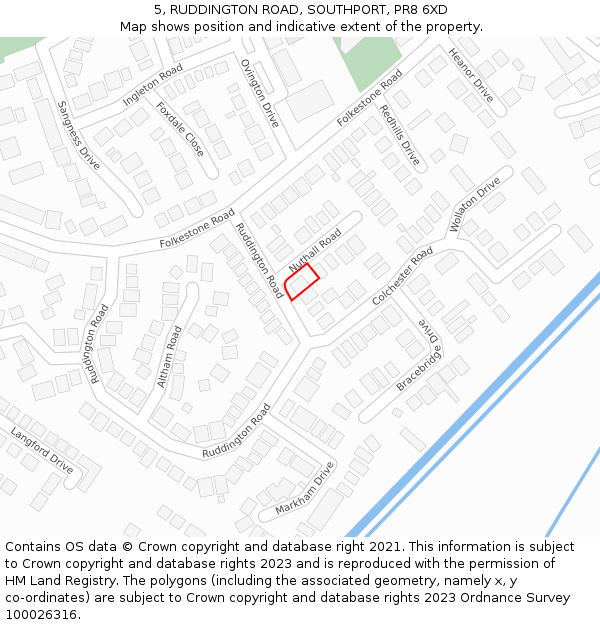 5, RUDDINGTON ROAD, SOUTHPORT, PR8 6XD: Location map and indicative extent of plot