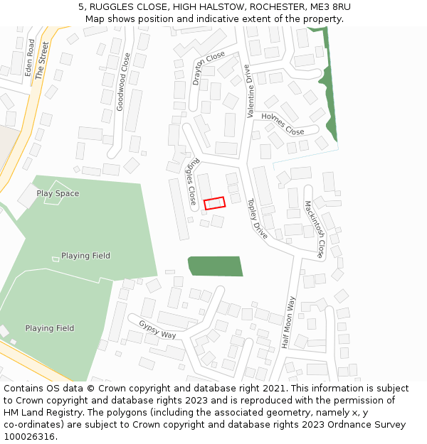 5, RUGGLES CLOSE, HIGH HALSTOW, ROCHESTER, ME3 8RU: Location map and indicative extent of plot