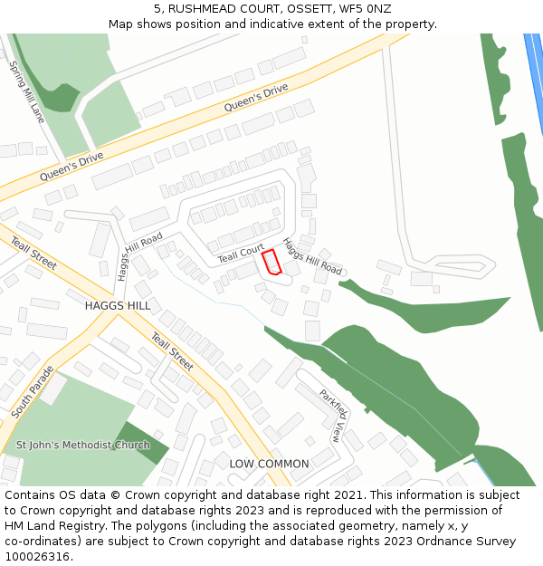 5, RUSHMEAD COURT, OSSETT, WF5 0NZ: Location map and indicative extent of plot