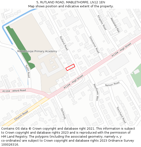 5, RUTLAND ROAD, MABLETHORPE, LN12 1EN: Location map and indicative extent of plot