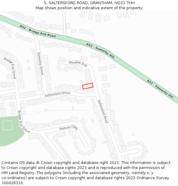 5, SALTERSFORD ROAD, GRANTHAM, NG31 7HH: Location map and indicative extent of plot