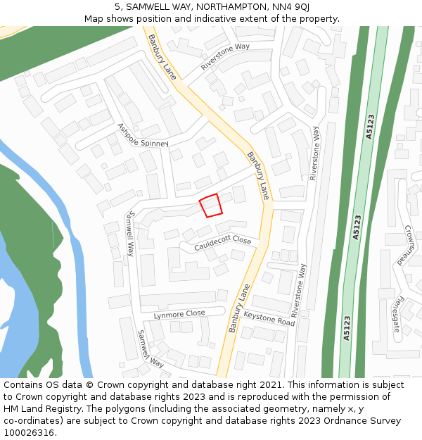 5, SAMWELL WAY, NORTHAMPTON, NN4 9QJ: Location map and indicative extent of plot