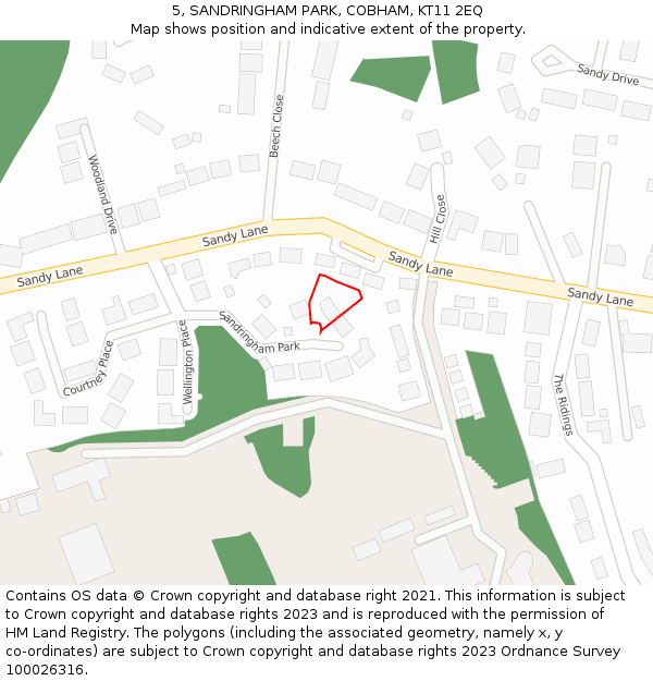 5, SANDRINGHAM PARK, COBHAM, KT11 2EQ: Location map and indicative extent of plot