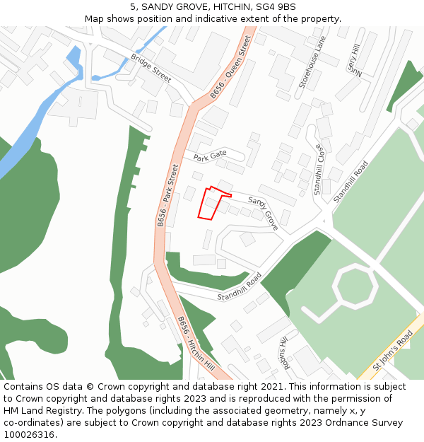 5, SANDY GROVE, HITCHIN, SG4 9BS: Location map and indicative extent of plot