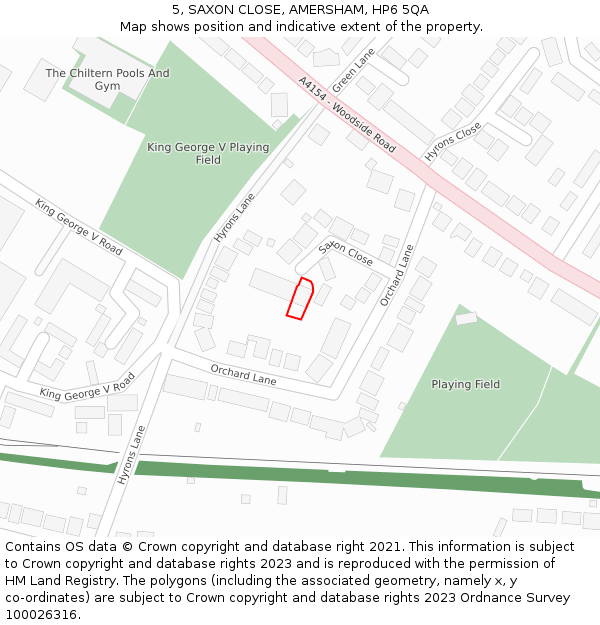 5, SAXON CLOSE, AMERSHAM, HP6 5QA: Location map and indicative extent of plot