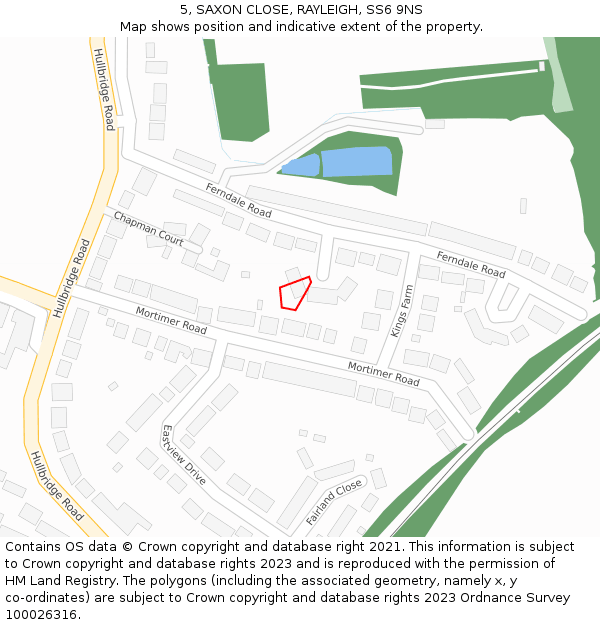 5, SAXON CLOSE, RAYLEIGH, SS6 9NS: Location map and indicative extent of plot