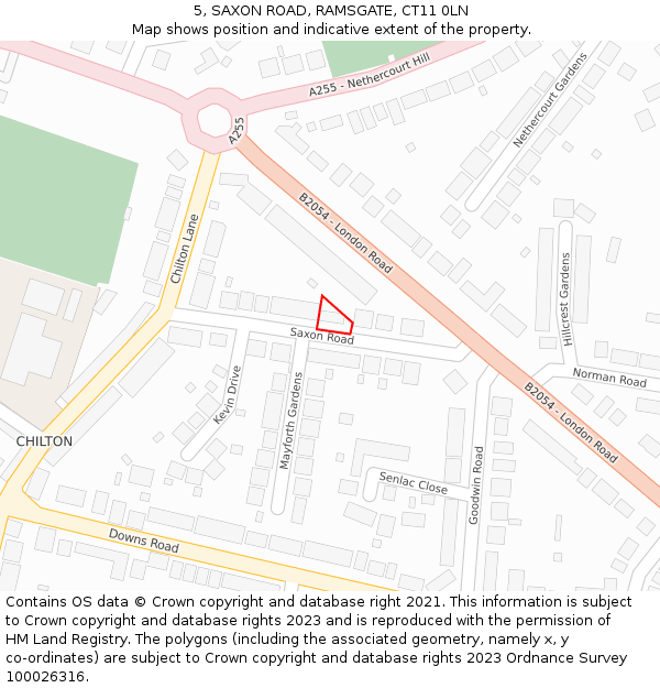 5, SAXON ROAD, RAMSGATE, CT11 0LN: Location map and indicative extent of plot