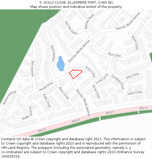 5, SCILLY CLOSE, ELLESMERE PORT, CH65 9JU: Location map and indicative extent of plot