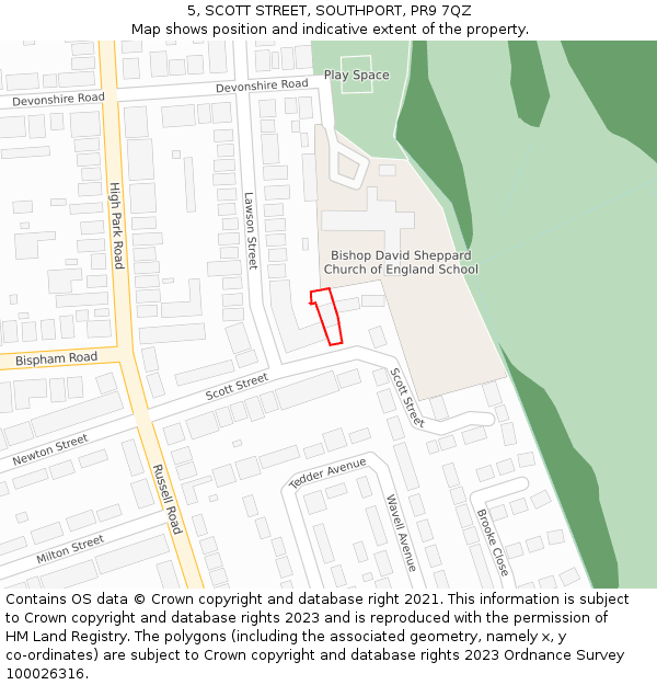 5, SCOTT STREET, SOUTHPORT, PR9 7QZ: Location map and indicative extent of plot