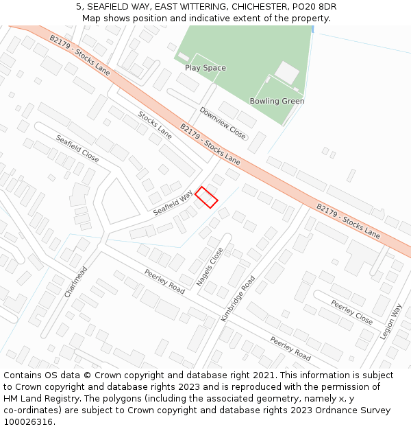 5, SEAFIELD WAY, EAST WITTERING, CHICHESTER, PO20 8DR: Location map and indicative extent of plot