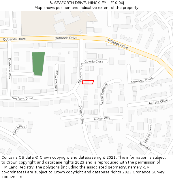 5, SEAFORTH DRIVE, HINCKLEY, LE10 0XJ: Location map and indicative extent of plot