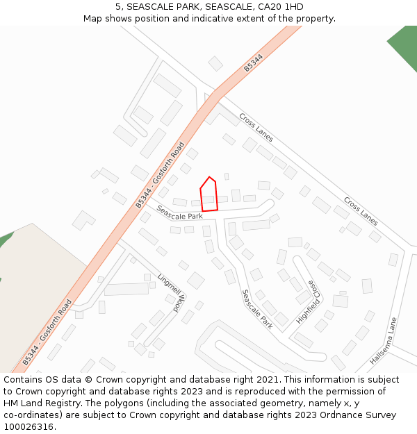 5, SEASCALE PARK, SEASCALE, CA20 1HD: Location map and indicative extent of plot