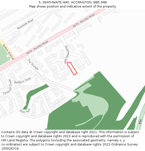5, SEATHWAITE WAY, ACCRINGTON, BB5 6RB: Location map and indicative extent of plot