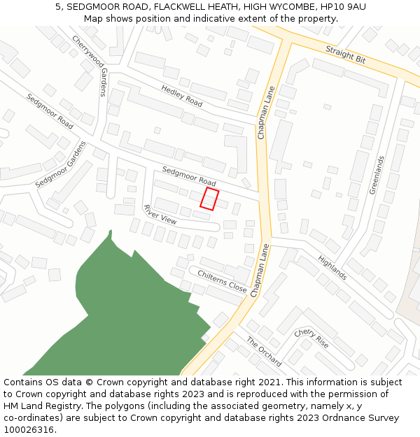 5, SEDGMOOR ROAD, FLACKWELL HEATH, HIGH WYCOMBE, HP10 9AU: Location map and indicative extent of plot