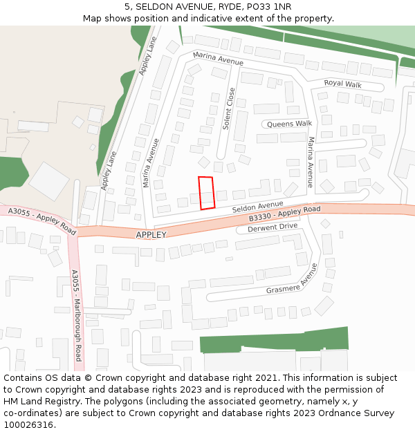 5, SELDON AVENUE, RYDE, PO33 1NR: Location map and indicative extent of plot