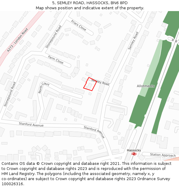 5, SEMLEY ROAD, HASSOCKS, BN6 8PD: Location map and indicative extent of plot