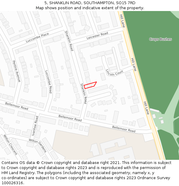 5, SHANKLIN ROAD, SOUTHAMPTON, SO15 7RD: Location map and indicative extent of plot