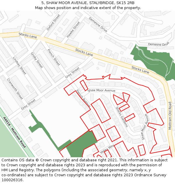 5, SHAW MOOR AVENUE, STALYBRIDGE, SK15 2RB: Location map and indicative extent of plot