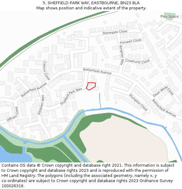 5, SHEFFIELD PARK WAY, EASTBOURNE, BN23 8LA: Location map and indicative extent of plot