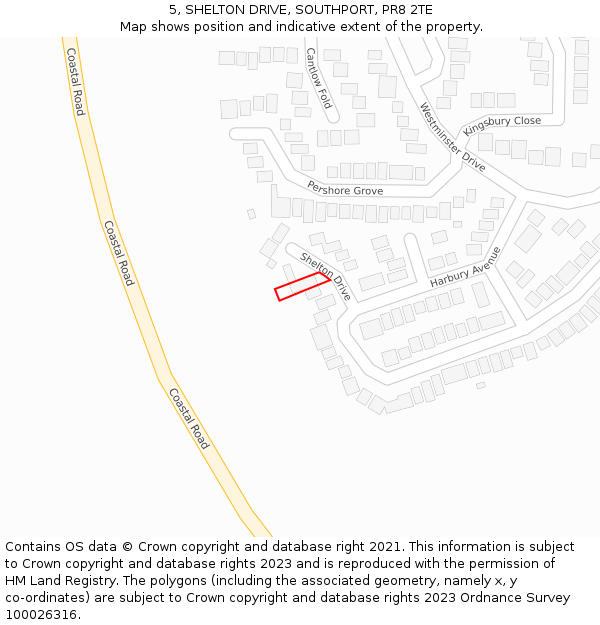 5, SHELTON DRIVE, SOUTHPORT, PR8 2TE: Location map and indicative extent of plot